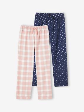 -Pack of 2 Pyjama Bottoms in Flannel for Girls