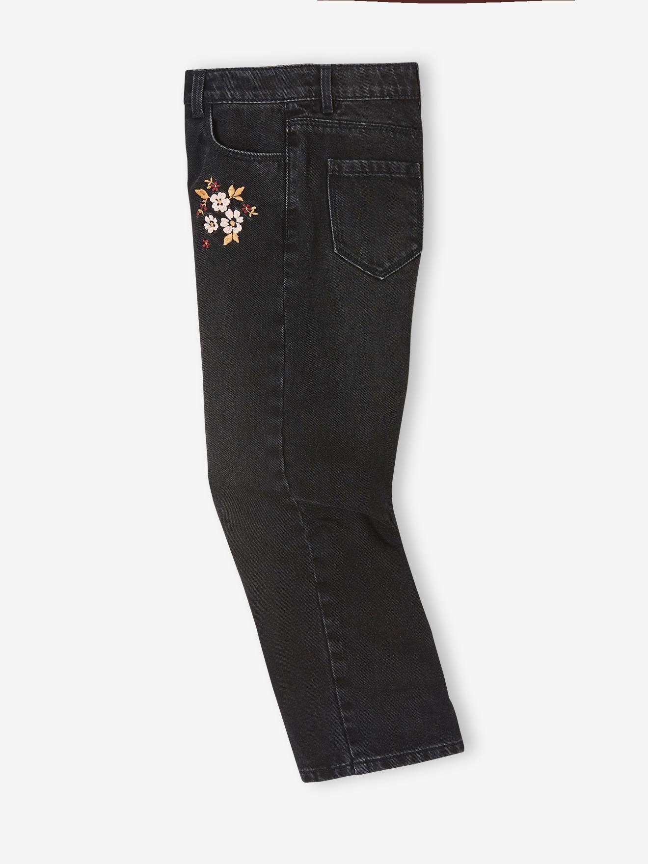 Jeans brodés fleurs hot sale