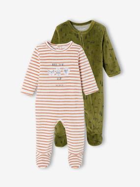 Baby-Pack of 2 Velour "Forest" Sleepsuits for Baby Boys