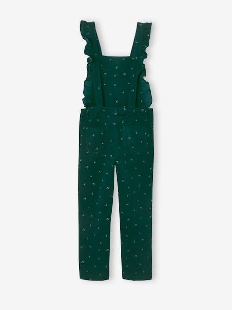 Corduroy Dungarees with Ruffles, for Girls BLUE DARK ALL OVER PRINTED+BROWN MEDIUM SOLID+Dark Blue+Pink - vertbaudet enfant 