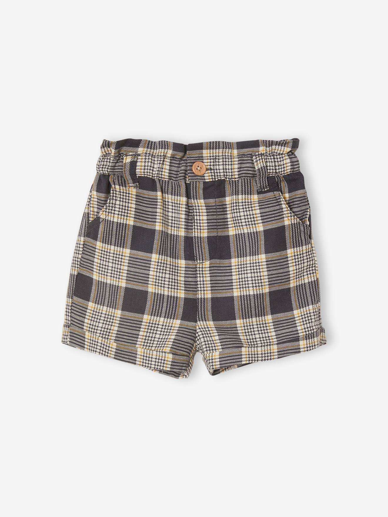 Chequered Shorts for Baby Girls - chequered grey