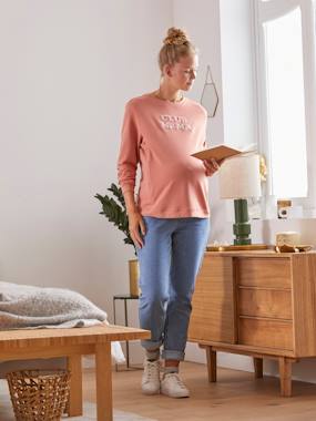 Maternity-Sportswear-Fleece Sweatshirt with Message, Maternity & Nursing Special