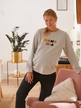 Maternity-Knitwear-Fleece Sweatshirt with Message, Maternity & Nursing Special
