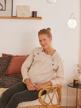 -Jumper with Cable-Knit Sleeves, Maternity & Nursing