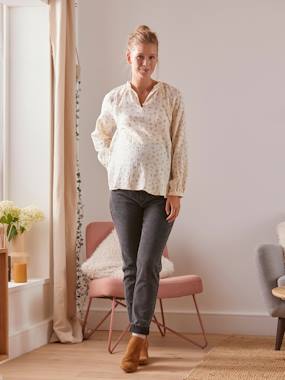 Maternity-Maternity Jeans with Seamless Belly-Wrap
