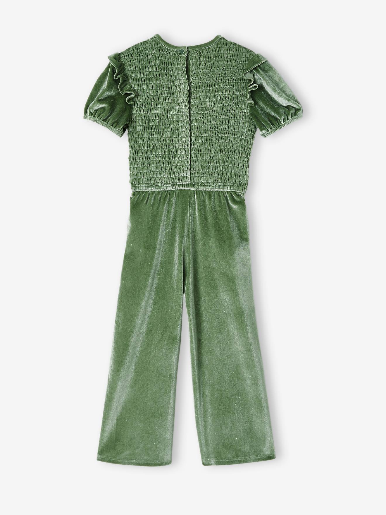 Siola velvet fitted dungarees - Green