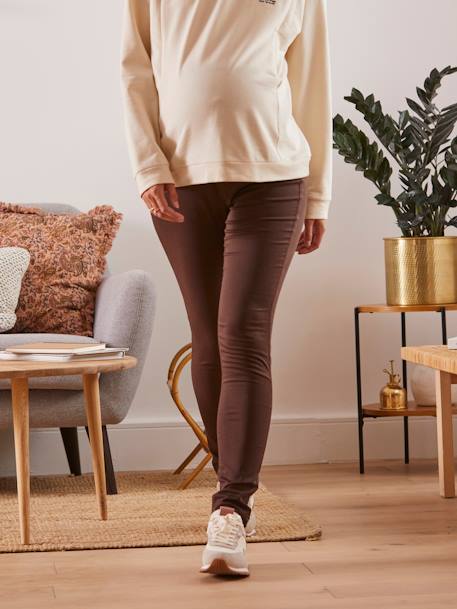 Maternity Stretch Fabric Super Skinny Trousers - Inside Leg 32' Black+BROWN DARK SOLID - vertbaudet enfant 