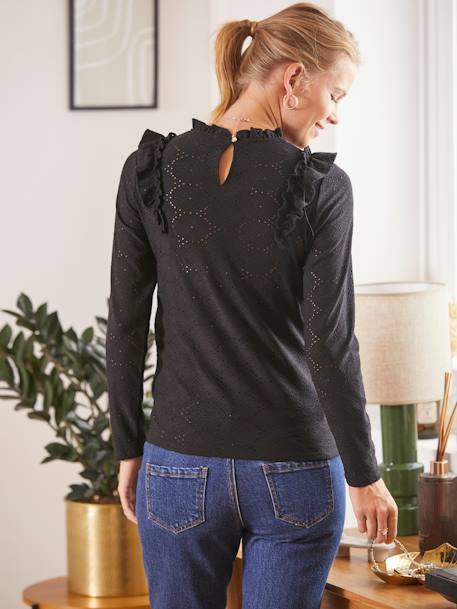 T-shirt maille fantaisie grossesse et allaitement Beige - cf swatch+Noir - vertbaudet enfant 