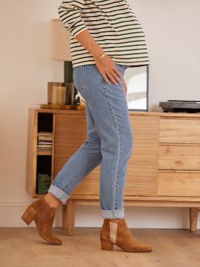 Jean Mom Maternité Vertbaudet - Bandeau élastique Sans Couture, Taille Ajustable | Gris, Taille 42