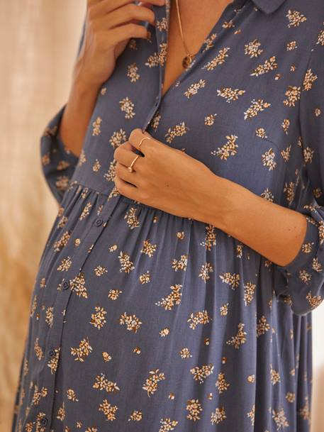 Robe-chemise imprimée grossesse et allaitement Vert fleuri - vertbaudet enfant 
