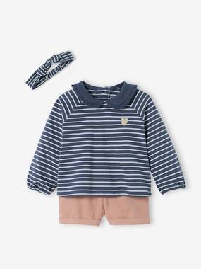 Baby-Shorts-3-Piece Combo: Corduroy Shorts, Top & Hairband, for Babies