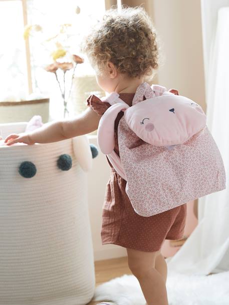 Backpack, Animal GREY LIGHT SOLID WITH DESIGN+PINK MEDIUM SOLID - vertbaudet enfant 