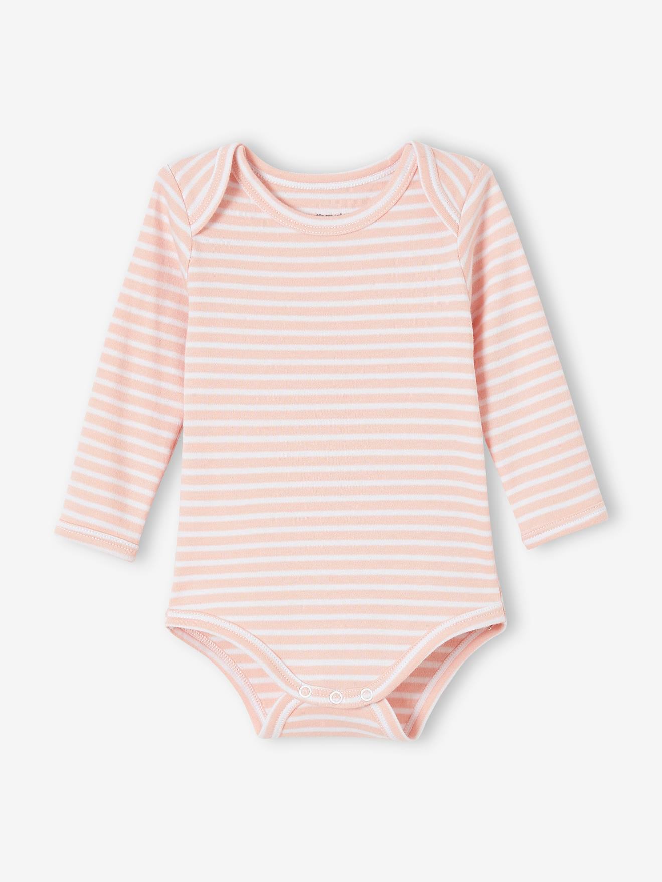 Lot de 5 bodies manches longues bébé emmanchure US - lot rose grisé, Bébé