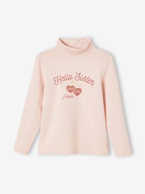 Girls-High Neck Top with Iridescent Motif, for Girls