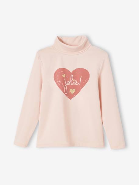 Lot de 3 T-shirts col roulé fille anthracite+beige poudré+lot rose poudré+vert de gris - vertbaudet enfant 