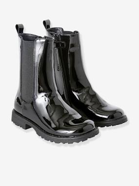 Shoes-Tall Boots with Zip & Elastic for Girls