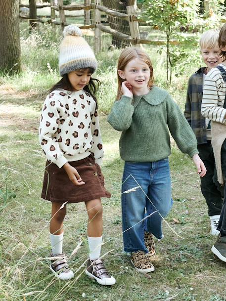 Baskets scratchées en cuir fille BEIGE IMPRIME - vertbaudet enfant 