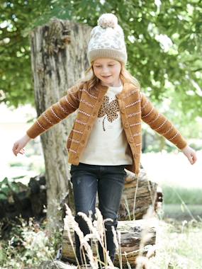 Girls-Accessories-Jacquard Knit Beanie with Animal Print