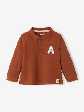 Baby-T-shirts & Roll Neck T-Shirts-T-shirts-Long Sleeve Piqué Knit Polo Shirt for Babies
