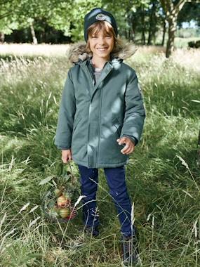 Vestes et manteaux-Parka à capuche doublée sherpa garçon garnissage polyester recyclé