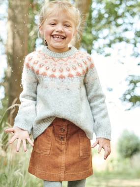 Girls-Cardigans, Jumpers & Sweatshirts-Jacquard Knit Jumper with Iridescent Motifs for Girls