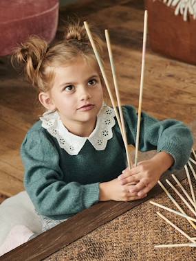 Girls-Jumper with Broderie Anglaise Collar for Girls