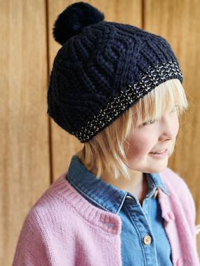Girls-Cable-Knit Beret for Girls