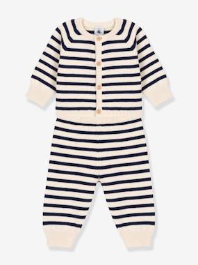 Bébé-Ensemble 2 pièces bébé en tricot rayé laine et coton PETIT BATEAU