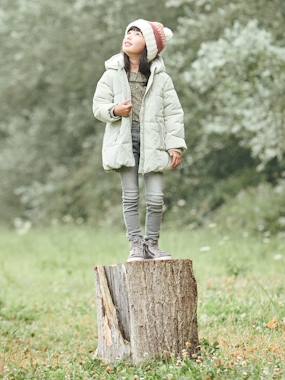 Fille-Doudoune longue à capuche fille doublée sherpa