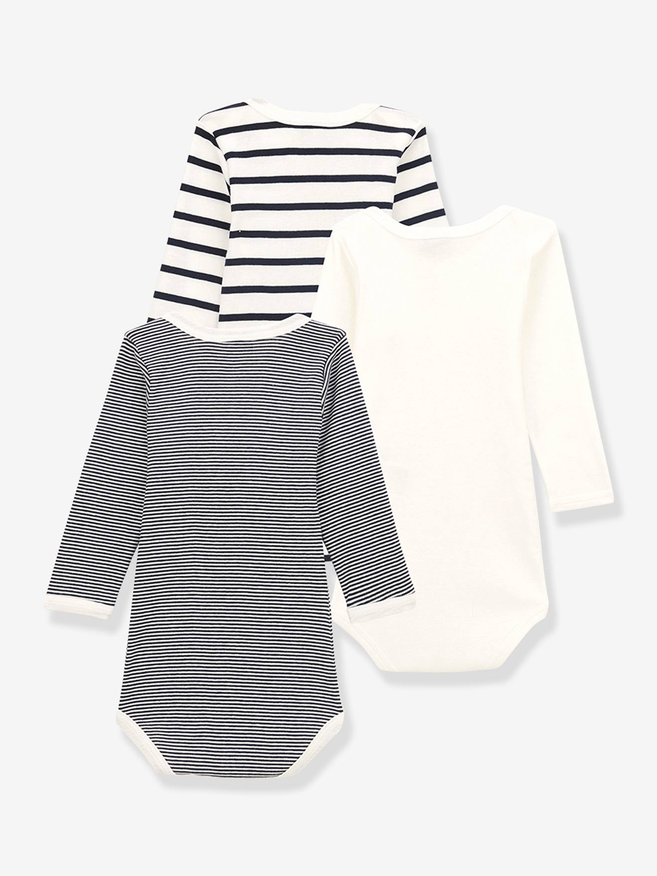 Lot De 3 Bodys Manches Longues Pour Bébé Garçon 6 Mois - Marques Petit Bateau Et Pommette, Occasion Très Bon état