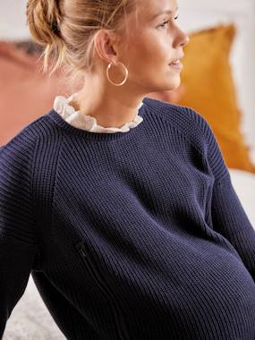 Maternity-Knitwear-Top with Ruffle on the Neckline, Maternity & Nursing Special