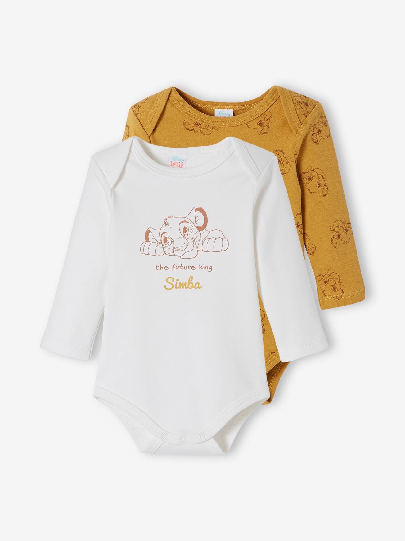 Lot de 2 bodies bébé garçon Disney® Le Roi Lion - jaune fonce uni avec  decor, Bébé