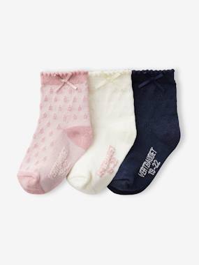 -Pack of 3 Pairs of Openwork Socks for Baby Girls