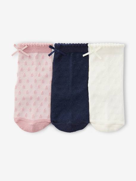 Pack of 3 Pairs of Openwork Socks for Baby Girls ecru - vertbaudet enfant 