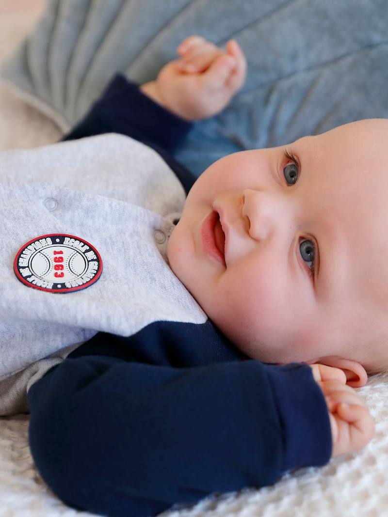 Fleece Sleepsuit with Opening on the Front, for Baby Boys grey medium