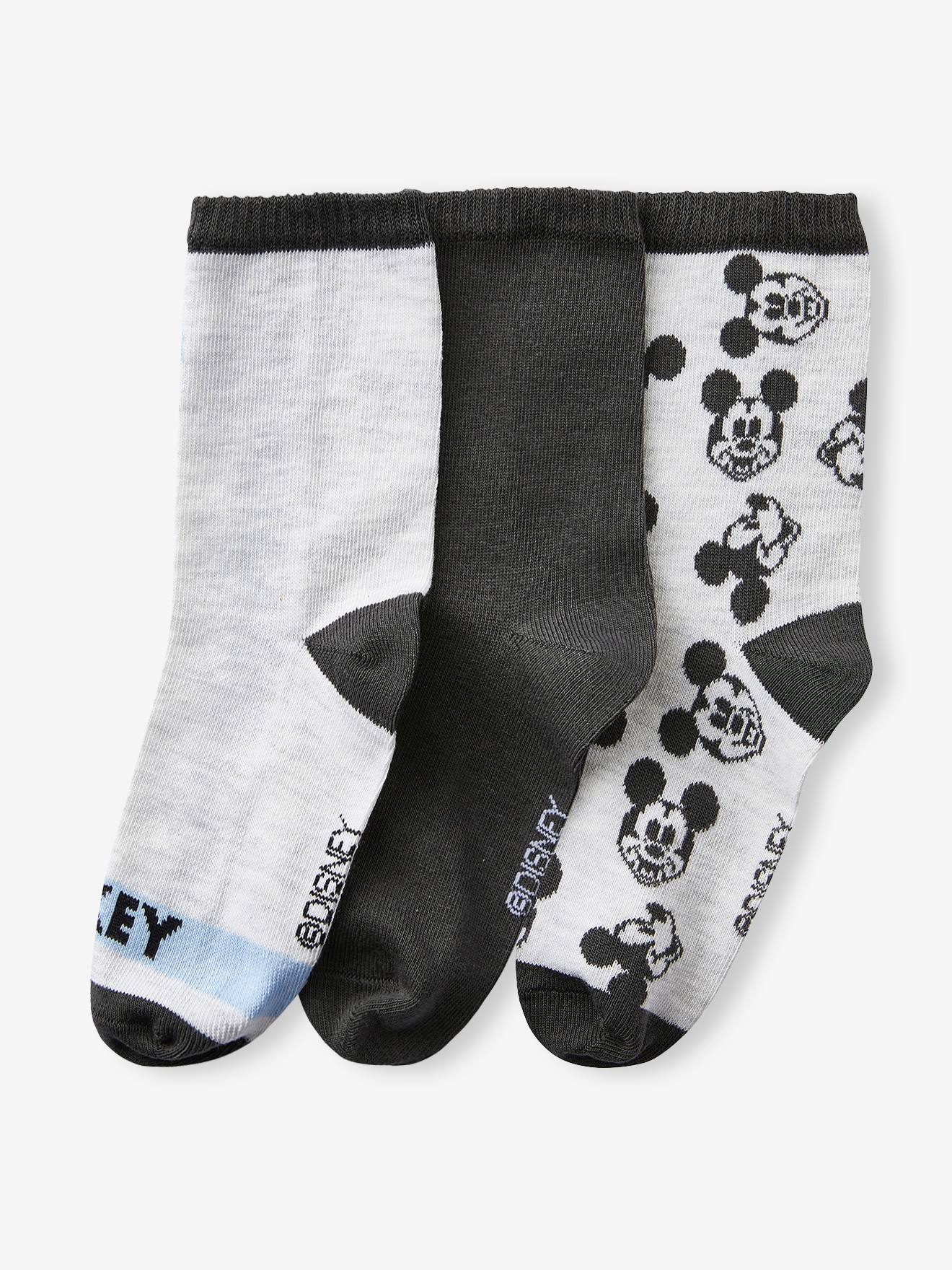 Pack of 3 Pairs of Mickey Mouse Socks by Disney® - grey dark solid, Boys