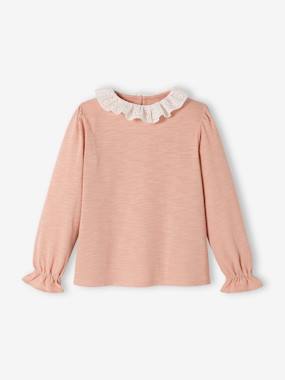 mode-responsable-T-shirt fille col en broderie anglaise