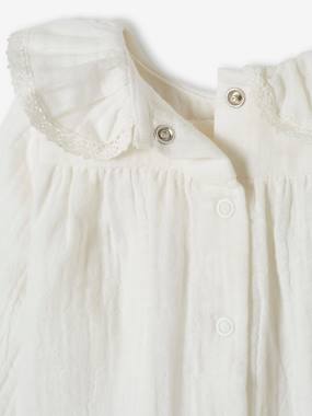 Blouse à Volant Vertbaudet Fille - En Gaze De Coton Douce - Manches Longues élastiquées - Unie Ou Fleurs