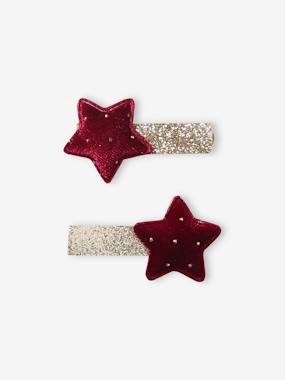 Girls-Accessories-Hair Accessories-Set of 2 Hair Clips with Velvet Stars for Girls