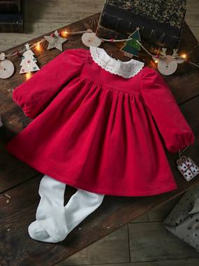 Baby-Velour Dress & Matching Tights for Babies