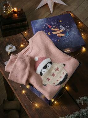 -Christmas Gift Box with Penguin Jumper & Scrunchie for Girls