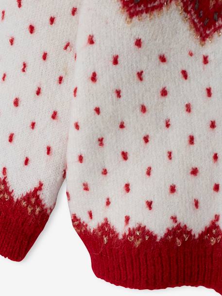 Pull Jacquard De Noël Pour Fille - Motifs Rennes Et Guirlandes, Détails Irisés - 68% Acrylique, 28% Polyester, Manches Longues