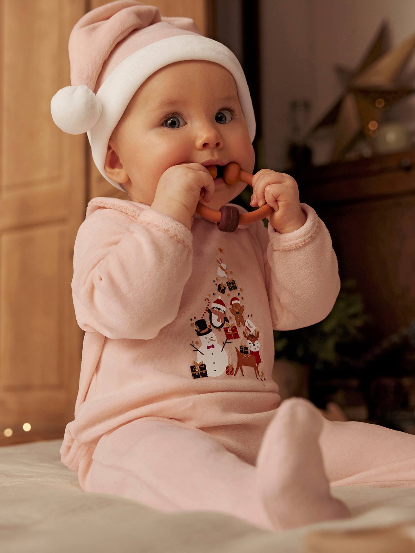 Pyjama bébé fille spécial Noël avec bonnet