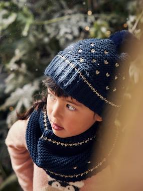 Fille-Accessoires-Bonnet, écharpe, gants-Ensemble bonnet + snood + gants coeurs fille