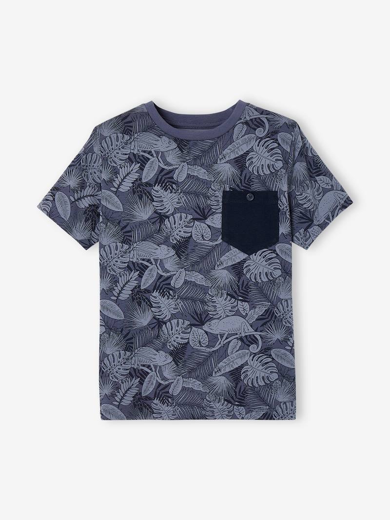 T-Shirt with Graphic Motifs for Boys - slate blue, Boys