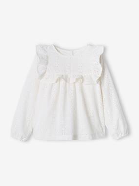 Fille-Chemise, blouse, tunique-Blouse à volants en broderie anglaise fille