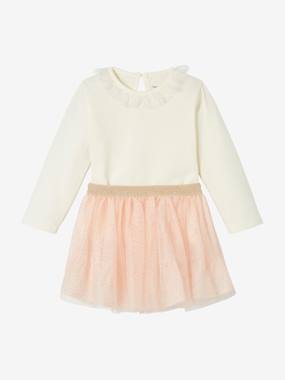 -Top with Collar & Skirt in Tulle Outfit, for Babies