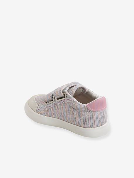 Touch-Fastening Trainers in Canvas for Baby Girls BLUE LIGHT ALL OVER PRINTED+multicoloured+printed pink+printed violet+White - vertbaudet enfant 