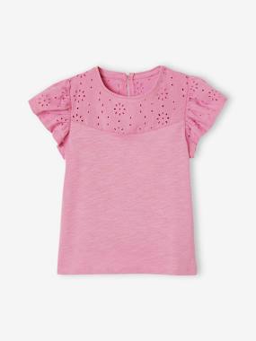 Fille-T-shirt, sous-pull-T-shirt fille avec détails broderie anglaise