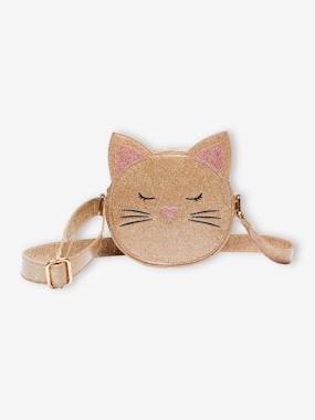 -Round Bag with Scintillating Cat for Girls